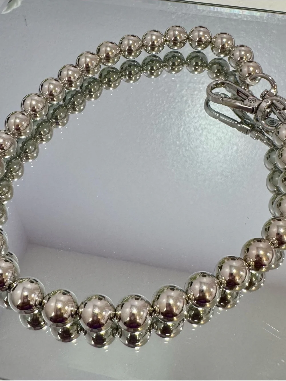 New Slim Silver Bead Bag Chain 18 inches
